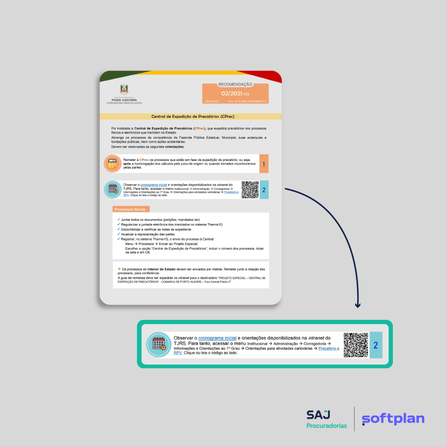 Exemplo de uso de QR Code em iniciativa que demonstra o que é visual law na recomendação da Corregedoria-Geral da Justiça do TJRS elaborada pelo Projeto Descomplica.