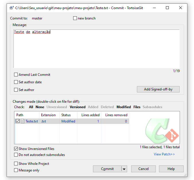 como atualizar arquivo pasta git gui windows 3