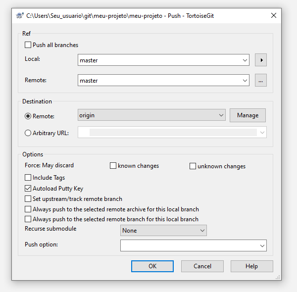 como atualizar arquivo pasta git gui windows 5
