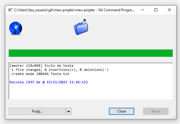 como criar arquivo pasta git gui windows 4