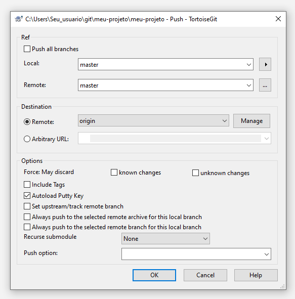 como criar arquivo pasta git gui windows 5