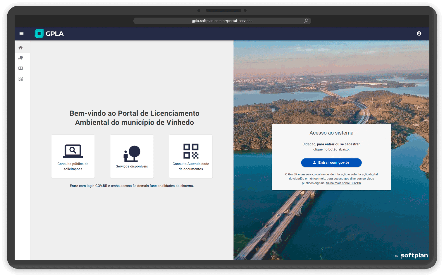 Tela do sistema da solução de Processos Digitais e Administrativos: GPLA