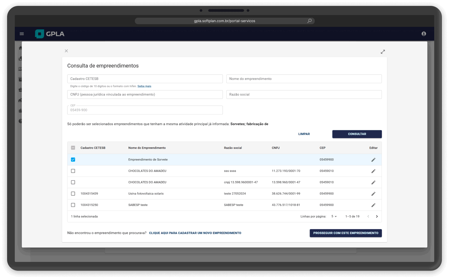 Tela do sistema da solução de Processos Digitais e Administrativos: GPLA